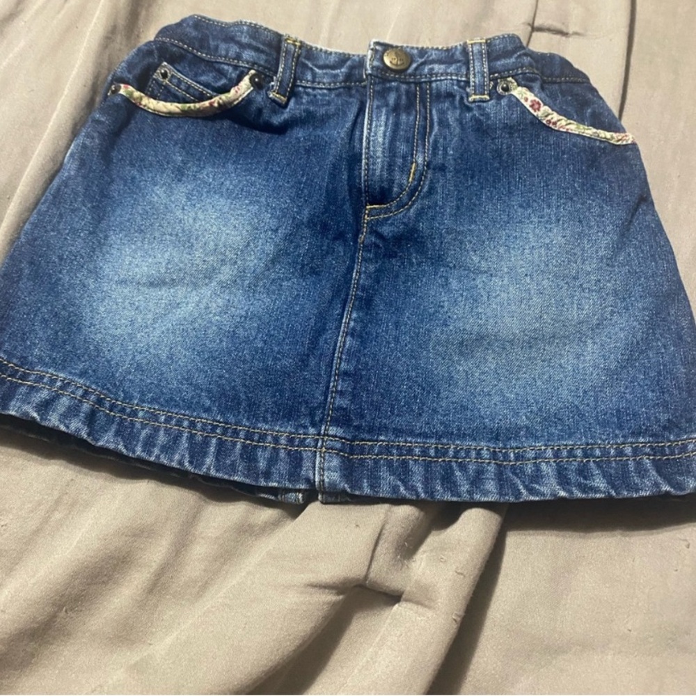 Lands' End Classic Blue Denim Skirt with built in shorts